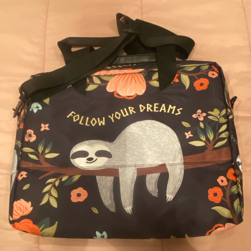 Black sloth (follow your dreams) lap top bag